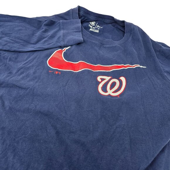 MLB The Nike Tee Washington Nationals Shirt XL Youth‎ Long Sleeve Graphic Logo - Picture 1 of 6